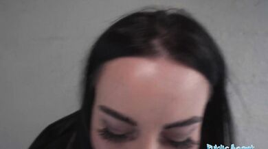 Blue eyed babe sucks a fat big dick out in the snow