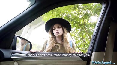 Big tits hitchhiker Nicole Rae fucks big dick in public