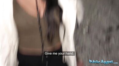 18 year old euro brunette with very nice natural titties and cute ass fucked outdoors