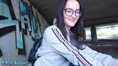 Heartbroken young woman with amazing tight body fucked under a public bridge!