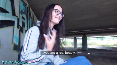 Heartbroken young woman with amazing tight body fucked under a public bridge!