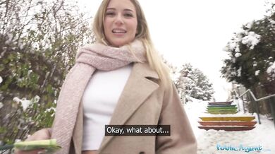 Cute blonde shows outdoor POV blowjob in secret location