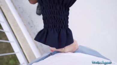 Redhead Clemence Audiard POV blowjob and public sex with big dick