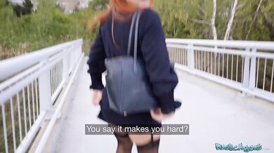 Redhead Clemence Audiard POV blowjob and public sex with big dick
