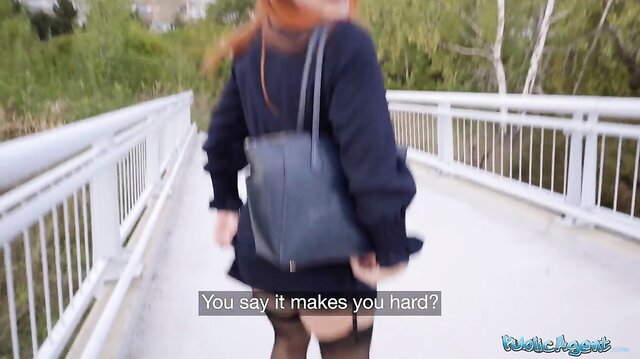 Redhead Clemence Audiard POV blowjob and public sex with big dick