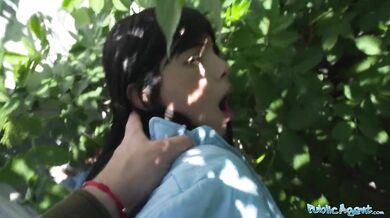 Cute looking Colombian babe is fucked outdoors in public