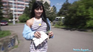 Cute looking Colombian babe is fucked outdoors in public
