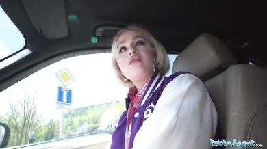 Cute looking blonde picked up and fucked hard in her soaking wet pussy