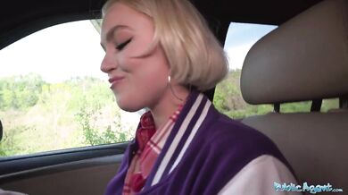 Cute looking blonde picked up and fucked hard in her soaking wet pussy