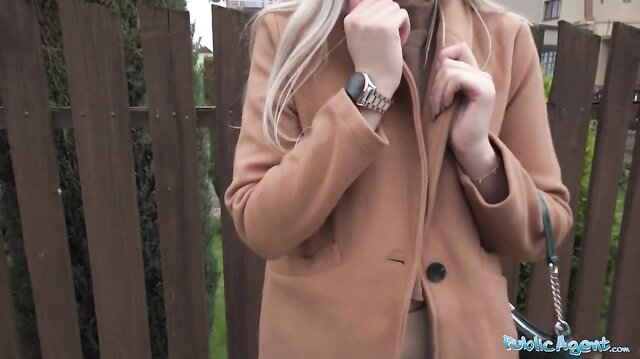 Cute blonde flashes her perky titties for cash and fucks huge cock in a basemant