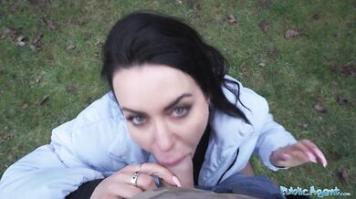Public POV with sloppy blowjob and doggystyle fuck