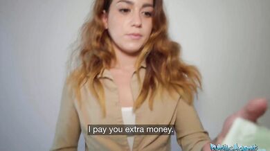 Tight Spanish babe gives blowjob and fuck behind husbands back