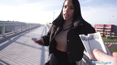 Brunette with a beautiful bubble butt fucking a big fat cock