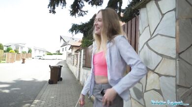 Nikki Riddle taken to a garden shed and has her wet pussy fucked by a huge cock