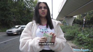 Petite British Brunette Sucks And Fucks After Nearly Getting Run Over By A Runaway Taxi