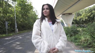 Petite British Brunette Sucks And Fucks After Nearly Getting Run Over By A Runaway Taxi