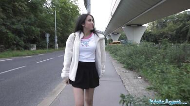 Petite British Brunette Sucks And Fucks After Nearly Getting Run Over By A Runaway Taxi