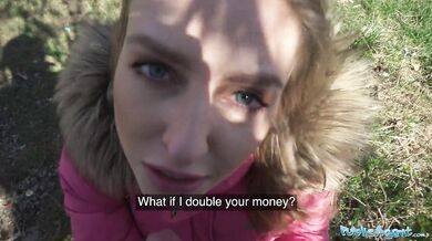A beautiful woman with a model looking figure gives and outdoor blowjob before fucking