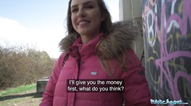 A beautiful woman with a model looking figure gives and outdoor blowjob before fucking