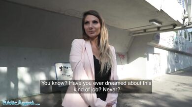 Nurse waiting at train station agrees to fuck big black cock outdoors for extra cash