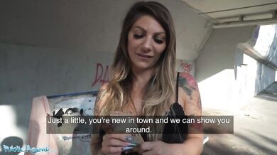Nurse waiting at train station agrees to fuck big black cock outdoors for extra cash