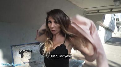 Nurse waiting at train station agrees to fuck big black cock outdoors for extra cash