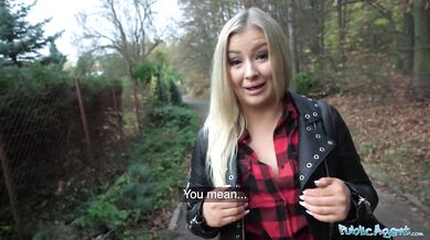 Beautiful Busty Blonde Takes Her Clothes Off In The Woods Before Fucking