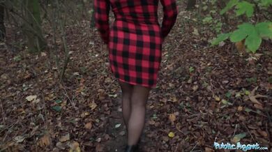 Beautiful Busty Blonde Takes Her Clothes Off In The Woods Before Fucking