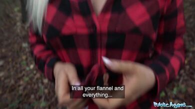 Beautiful Busty Blonde Takes Her Clothes Off In The Woods Before Fucking