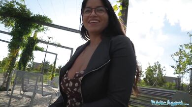 Beautiful brunette with large natural tits fucked by a BBC