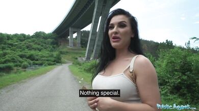 Hitch-hiker with fabulous big boobs fucking a big dick for money