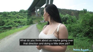 Hitch-hiker with fabulous big boobs fucking a big dick for money