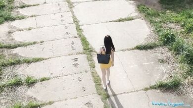 Pervert spies of a babe taking a piss with his drone and fucks her pussy