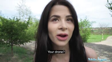 Pervert spies of a babe taking a piss with his drone and fucks her pussy