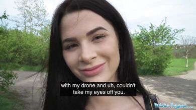 Pervert spies of a babe taking a piss with his drone and fucks her pussy