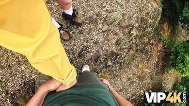 Got her a nice offer and fucked her in the forest
