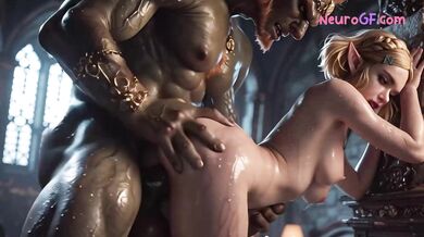 Blonde elf queen Zelda takes anal sex and messy creampie in royal suite