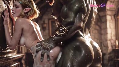 Blonde elf queen Zelda takes anal sex and messy creampie in royal suite