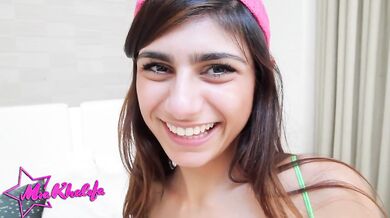 Busty Brunette Mia Khalifa Rubs Her Clit As She Takes A Satisfying Cock Ride