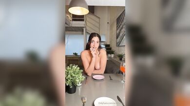 Horny Aria Khan Masturbates At The Dinning Table Before Dinner