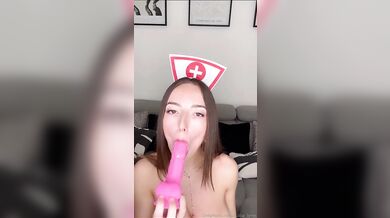 Sexy Nurse Julia Lyn Masturbates With Her Favorite Dildo