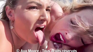 AvaMoorex And Her Friend Take On Three Cocks On The Boat