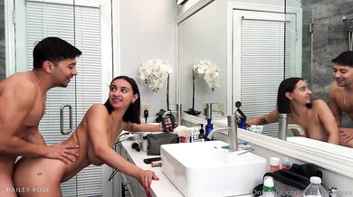 Brunette Hailey Rose Gets Fucked While Doing Her Makeup