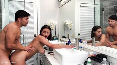 Brunette Hailey Rose Gets Fucked While Doing Her Makeup