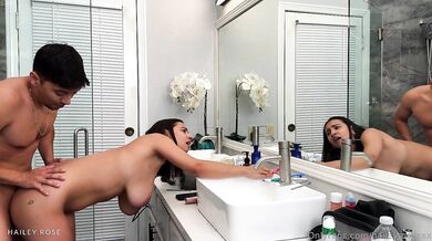 Brunette Hailey Rose Gets Fucked While Doing Her Makeup