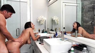 Brunette Hailey Rose Gets Fucked While Doing Her Makeup