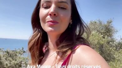 AvaMoorex Enjoys Outdoor Blowjob With Cum In Her Mouth