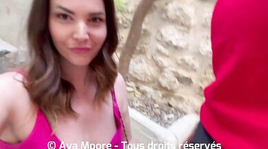 AvaMoorex Enjoys Outdoor Blowjob With Cum In Her Mouth