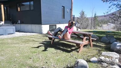 Amateur Lovelykk Fingers Her Asshole On A Public Bench