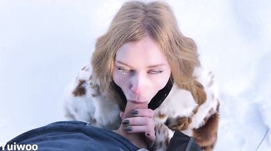 Yuiwoo Swallows Fresh Cum In A Snow Outdoors